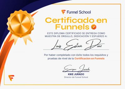 Certificado por funnel school en embudos de venta y procesos de ventas